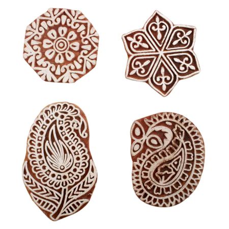 Set of 4 Piece New Mix Wooden Printing Block